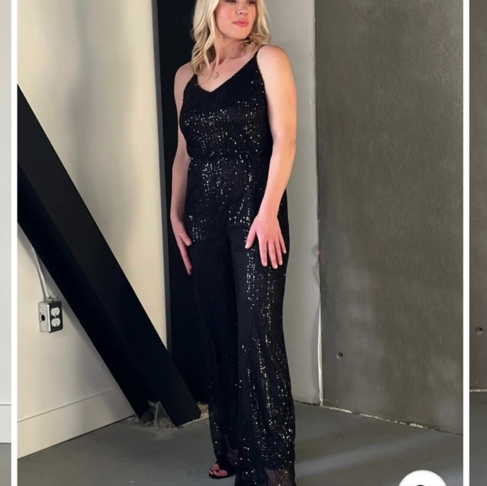NWT DEX Sequin Strapless Jumpsuit/Romper Black New Years - Picture 7 of 9